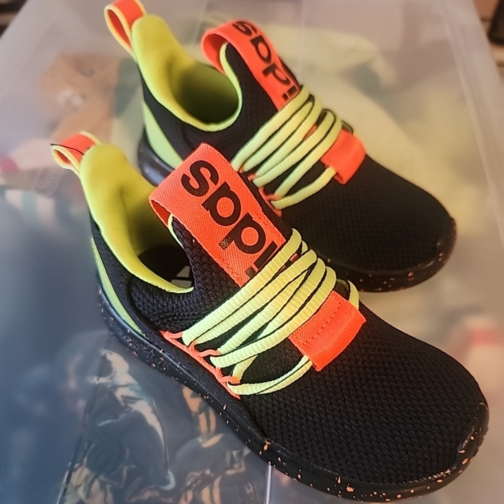 Adidas Kids Lite Racer Slip On Sneakers Black Orange 11k